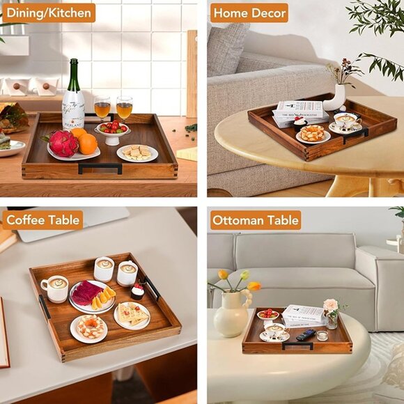 New Large Square Ottoman Tray for Living Room and Coffee Table 20" x 20" x 2" - Picture 6 of 7